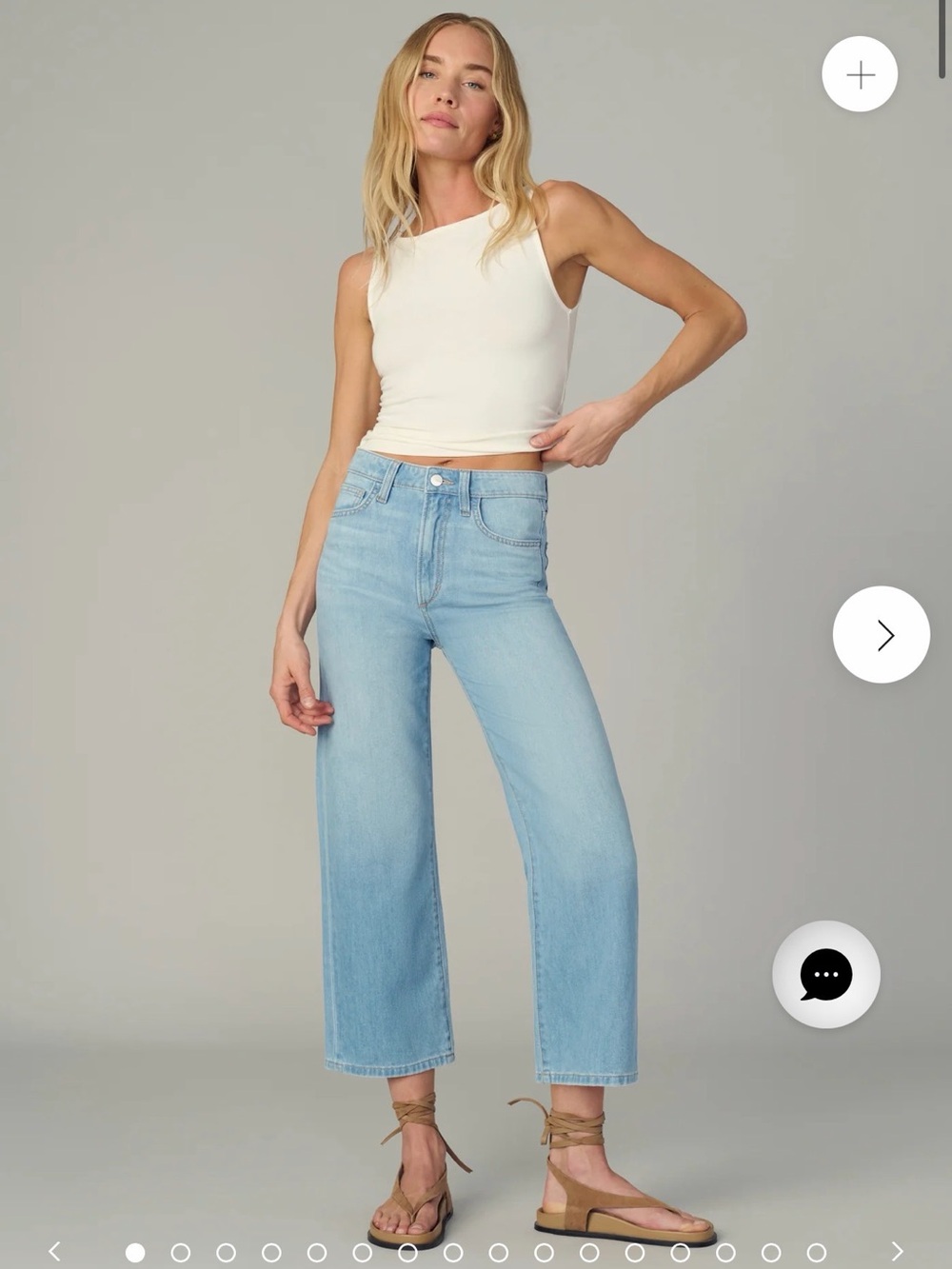 Joe's Jeans Light Blue Cropped Wide-Leg High-Rise Jeans